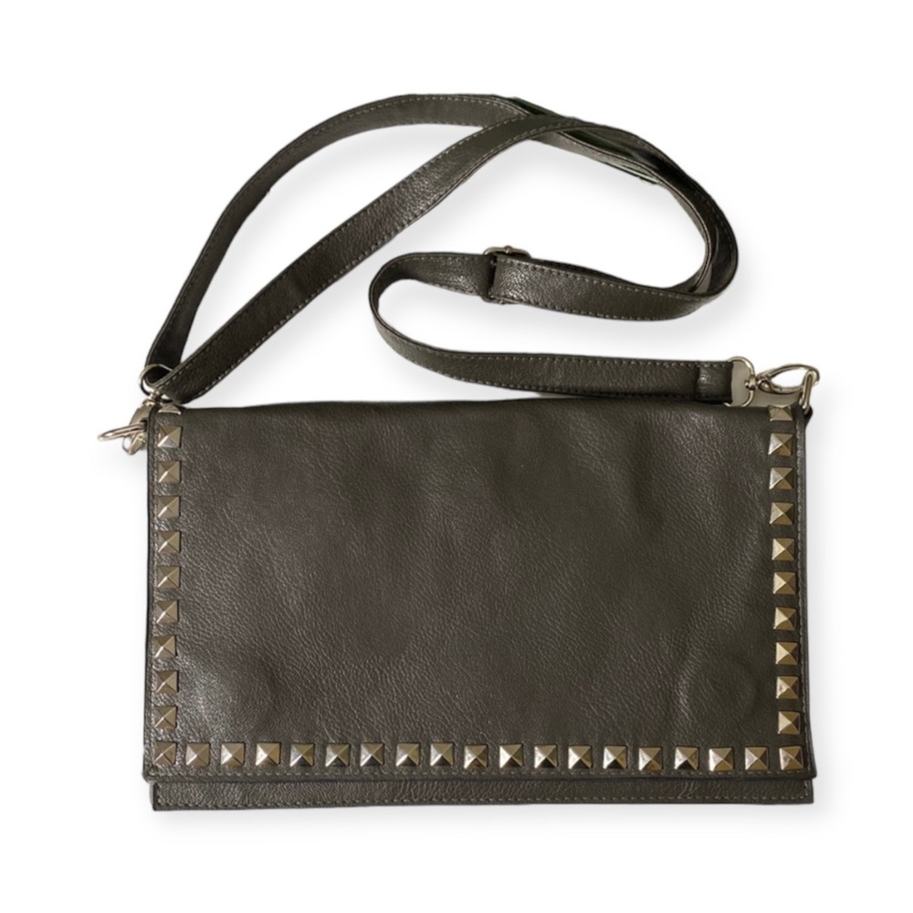 Boutique Gray Studded Shoulder Bag